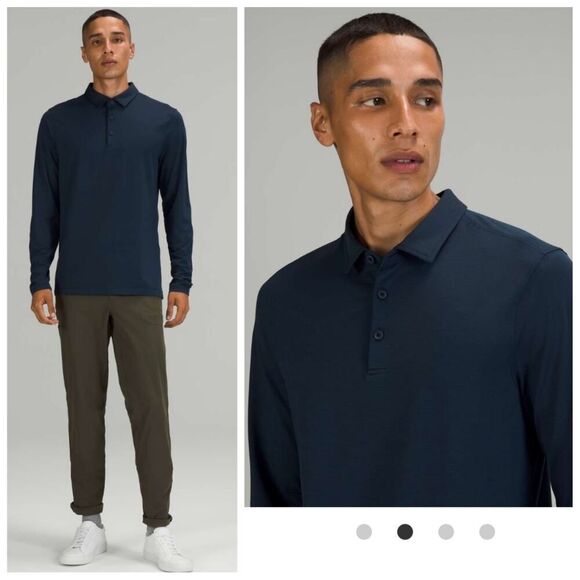 Lululemon Evolution Long Sleeve Polo Shirt Nautical Navy sz M - Picture 3 of 11